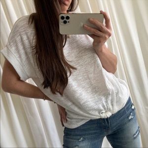 SALE White Slub Knot Front Top